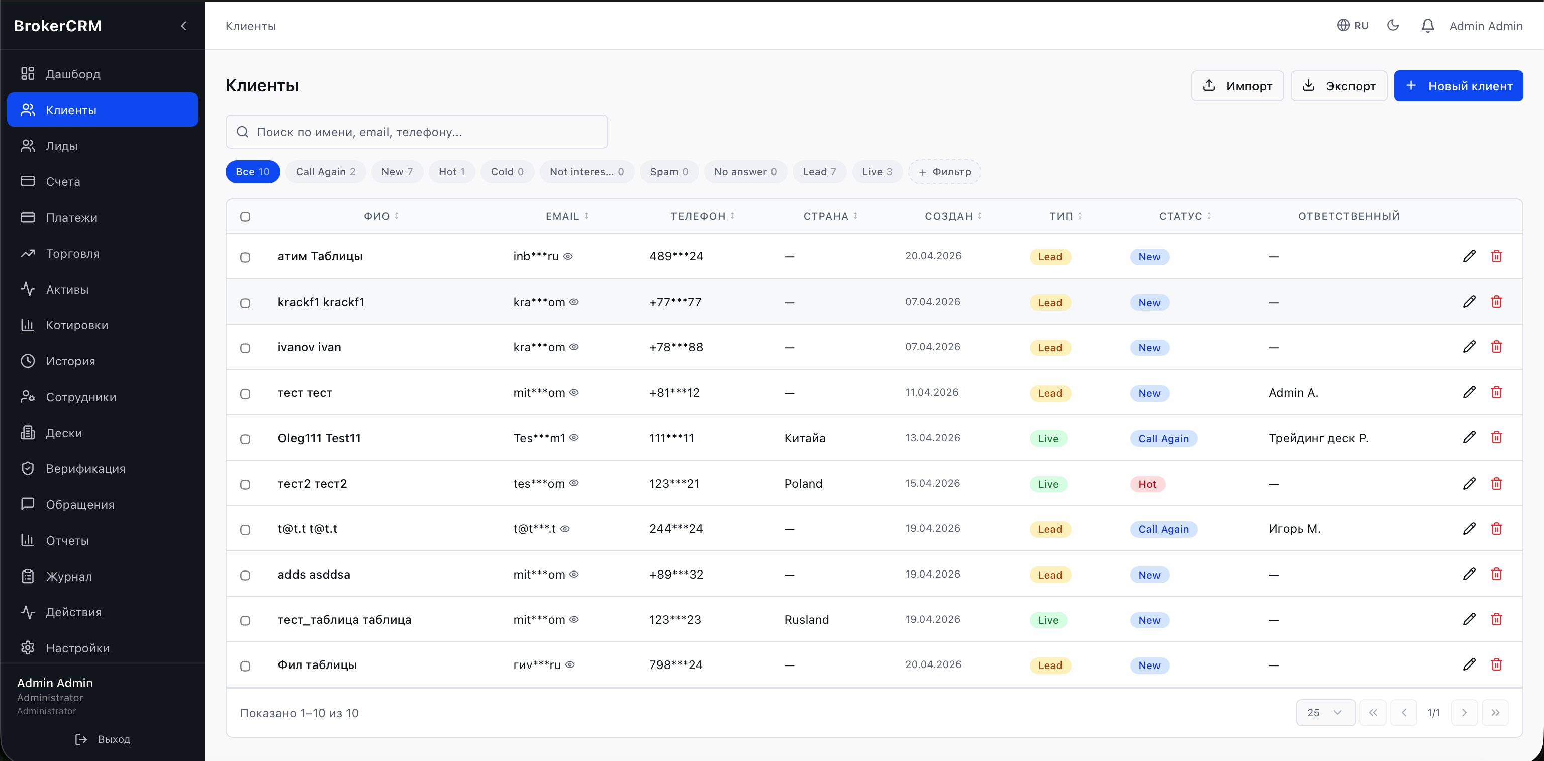CRM — дашборд